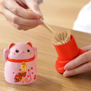 Hộp Đựng Tăm Hình Mèo Thần Tài 6,6 x 6,6 x 7,7 cm, 4 Màu