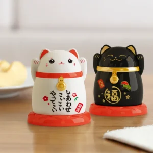 Hộp Đựng Tăm Hình Mèo Thần Tài 6,6 x 6,6 x 7,7 cm, 4 Màu