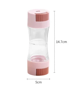 Hũ Đựng Gia Vị 2 Ngăn 2 Đầu Có Nút Định Lượng, Cao 14,7cm