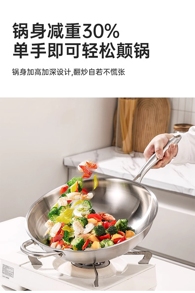Chảo Sâu Lòng Inox 304 Ba Lớp Đáy Liền 32cm(HĐ)