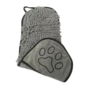 Khăn Lau Khô Lông Chó Mèo Sợi Microfiber, Có Túi Xỏ Tay