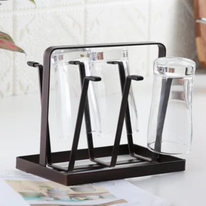 Giá Úp 6 Ly Có Khay Hứng Nước, 20 x 16,5 x 13 cm, Giao Màu Ngẫu Nhiên