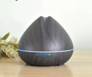 Máy Khuếch Tán Tinh Dầu Vân Gỗ Dáng Búp Sen, Đèn LED 7 Màu, Kèm Remote