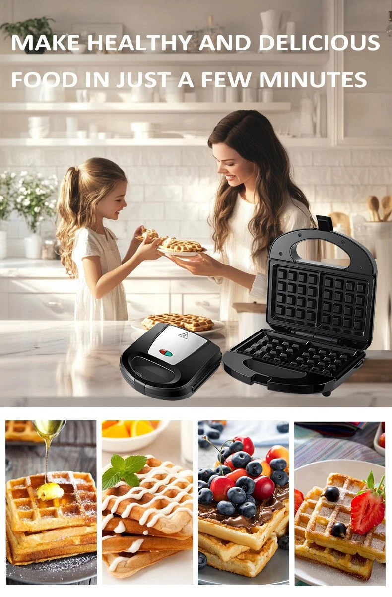 Máy Làm Bánh Waffle Mini Chống Dính 800W - Kẹp Nướng Bánh Tiện Lợi
