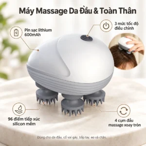 Máy Massage Da Đầu Và Toàn Thân MSHD-001 Đầu Silicon Mềm, Pin Sạc