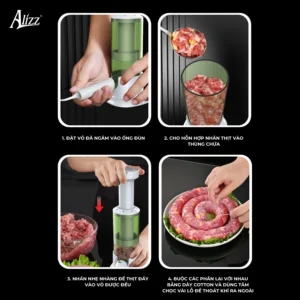 Máy Nhồi Xúc Xích, Lạp Xưởng Thủ Công ALIZZ AL-13964 Kèm 4 Đầu Đùn Thay Thế