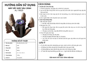 Máy Sấy Giày 6 Cánh ALIZZ AL-14920 180W, Màn Hình Hẹn Giờ, 2 Màu