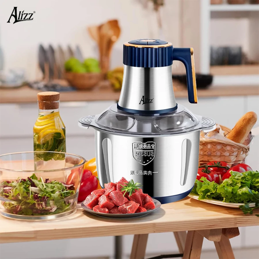 Máy Xay Thịt Đa Năng ALIZZ, Cối Inox 5 Lít, Lưỡi Inox Không Gỉ