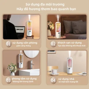 Máy Xông Tinh Dầu Tự Động PW3 Phun Sương Nano, Pin Sạc 2000mAh 5 Chế Độ Xông