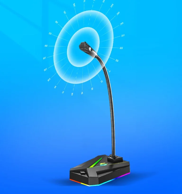 Micro Để Bàn SADA MK10 Cổng USB, Cổ Uốn, Đế Đèn LED RGB