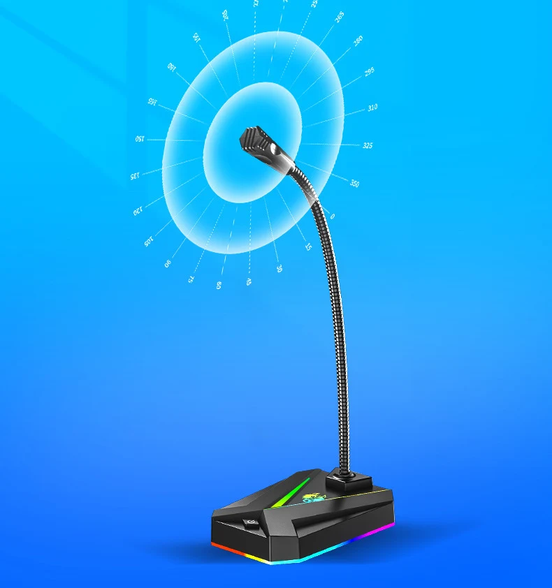 Micro Để Bàn SADA MK10 Cổng USB, Cổ Uốn, Đế Đèn LED RGB
