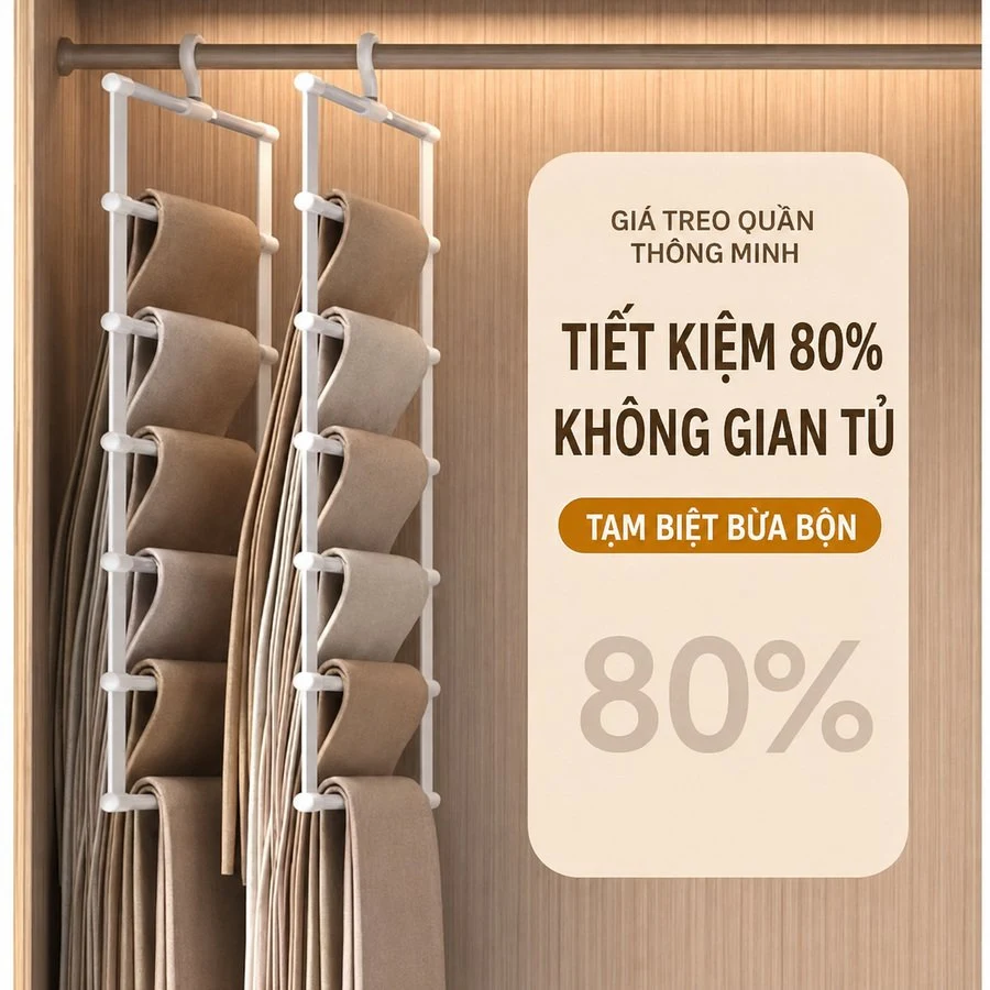 Móc Treo Quần Áo Đa Năng 7 Tầng Gấp Gọn Thông Minh Tiết Kiệm Không Gian Tủ