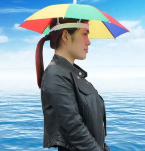 Mũ Ô Che Mưa Cầu Vồng Gấp Gọn Đội Đầu