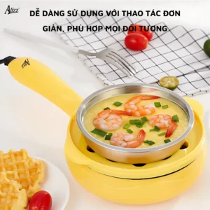 Nồi Điện Mini Đa Năng ALIZZ AL-14504 Kèm 2 Tầng Hấp Trứng Có Nắp, 350W