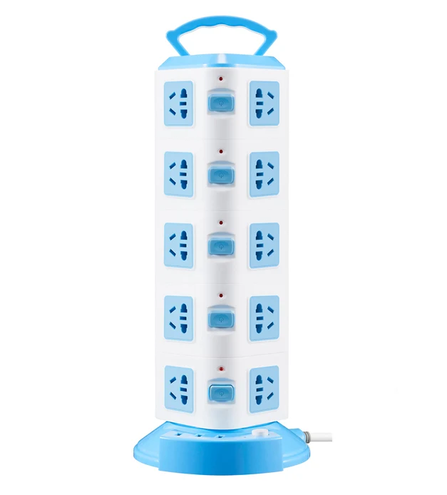 Ổ Cắm Điện Đa Năng 5 Tầng Dạng Tháp, 20 Lỗ Cắm & 3 Cổng Sạc USB 2500W