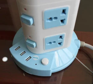 Ổ Cắm Điện Đa Năng 5 Tầng Dạng Tháp, 20 Lỗ Cắm & 3 Cổng Sạc USB 2500W