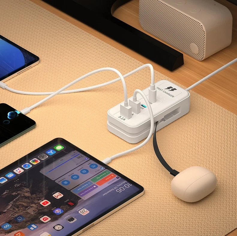 Ổ Cắm Sạc Để Bàn Đa Năng 4 Cổng 66W, Type-C & USB-A Sạc Nhanh