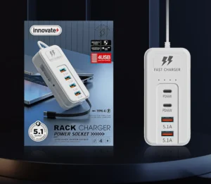 Ổ Cắm Sạc Để Bàn Đa Năng 4 Cổng 66W, Type-C & USB-A Sạc Nhanh