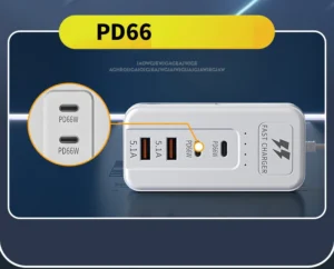 Ổ Cắm Sạc Để Bàn Đa Năng 4 Cổng 66W, Type-C & USB-A Sạc Nhanh