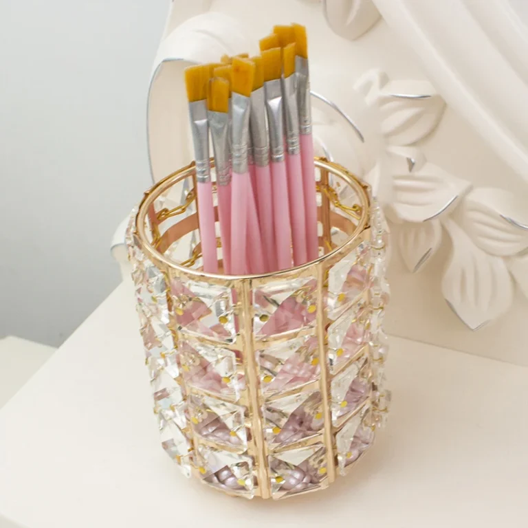 Ống Cắm Cọ Trang Điểm Đính Hạt 11 × 10 cm