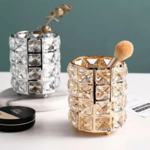 Ống Cắm Cọ Trang Điểm Đính Hạt 11 × 10 cm