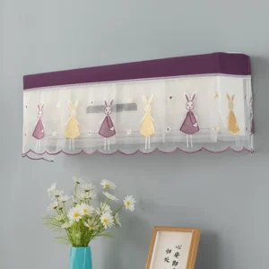 Rèm Che Máy Lạnh Chống Bụi Vải Lưới Thêu Họa Tiết, Giao Mẫu Ngẫu Nhiên