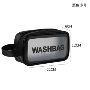 Set 3 Túi Đựng Mỹ Phẩm Nhựa Trong Mờ Chống Nước, Có Quai Xách, 3 Màu