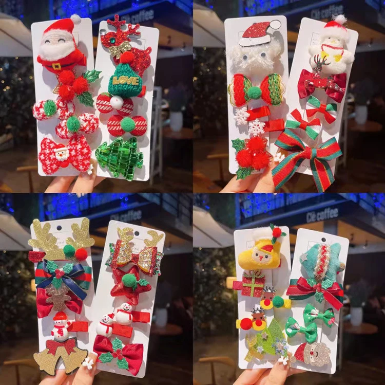 Set Kẹp Tóc Giáng Sinh Cho Bé Hình Ông Già Noel, Tuần Lộc, Giao Mẫu Ngẫu Nhiên