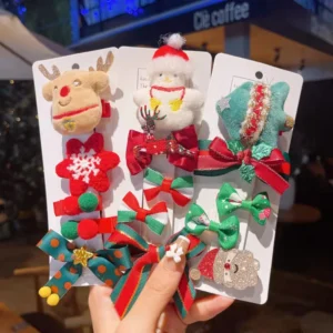 Set Kẹp Tóc Giáng Sinh Cho Bé Hình Ông Già Noel, Tuần Lộc, Giao Mẫu Ngẫu Nhiên