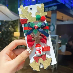 Set Kẹp Tóc Giáng Sinh Cho Bé Hình Ông Già Noel, Tuần Lộc, Giao Mẫu Ngẫu Nhiên