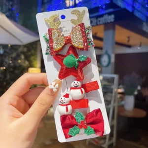 Set Kẹp Tóc Giáng Sinh Cho Bé Hình Ông Già Noel, Tuần Lộc, Giao Mẫu Ngẫu Nhiên