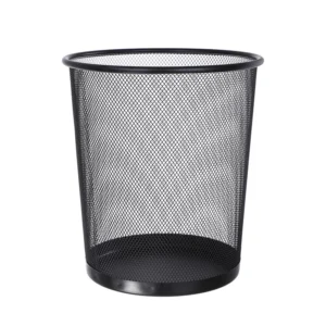 Sọt Rác Lưới Kim Loại Tròn Không Nắp, Cao 26cm, Màu Đen Hoặc Bạc
