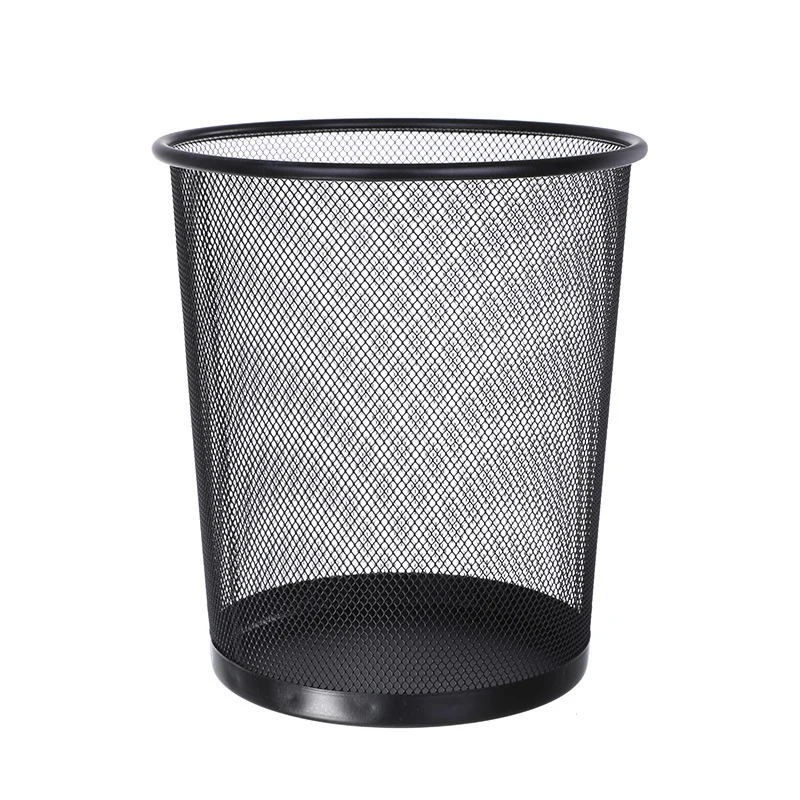 Sọt Rác Lưới Kim Loại Tròn Không Nắp, Cao 26cm, Màu Đen Hoặc Bạc
