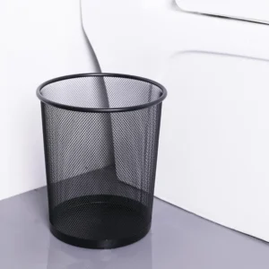 Sọt Rác Lưới Kim Loại Tròn Không Nắp, Cao 26cm, Màu Đen Hoặc Bạc