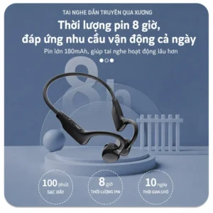Tai Nghe Bluetooth Thể Thao Dẫn Truyền Xương Đeo Cổ, Kháng Nước & Pin 8 Giờ