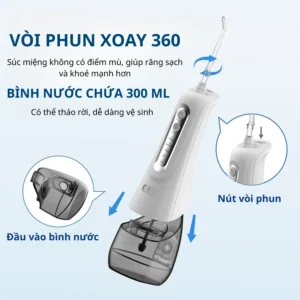 Tăm Nước Cầm Tay ALIZZ AL-14235, 4 Chế Độ Áp Lực, Sạc Type-C