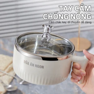 Tô Mì Inox 304 Có Nắp Kính Và Tay Cầm 900 ml