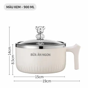 Tô Mì Inox 304 Có Nắp Kính Và Tay Cầm 900 ml