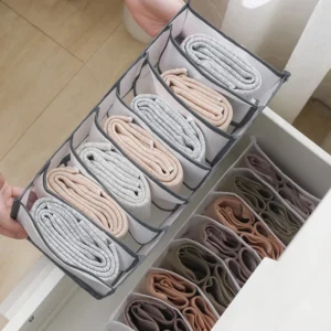 Túi Vải Lưới 7 Ngăn Đựng Đồ Lót, Tất, 32 x 12 x 12 cm, Gấp Gọn