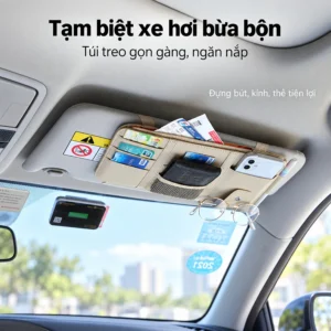 Túi Đựng Đồ Gắn Tấm Che Nắng Xe Hơi Da PU 29 x 15 cm, Giao Màu Ngẫu Nhiên