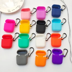 Vỏ Silicon Bảo Vệ Hộp Sạc Dùng Cho AirPods 1/2, Kèm Móc Khóa