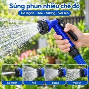 Vòi Xịt Tưới Cây Rửa Xe Giãn Nở Thông Minh Xhose 30M, Tự Động Co Giãn Tiện Lợi