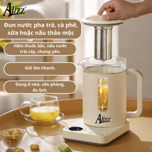 Ấm Đun Nước Đa Năng ALIZZ AL-14206 1,2 L Thân Thủy Tinh, 7 Chế Độ, Hẹn Giờ 24 Giờ, Lõi Lọc Trà