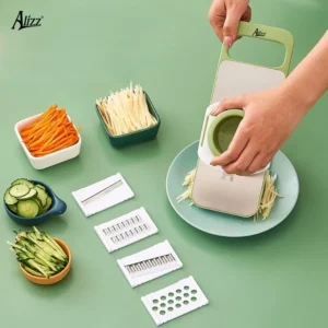 Bàn Nạo Rau Củ ALIZZ AL-14501 Kèm 6 Lưỡi Dao, Có Khay Giữ Tay
