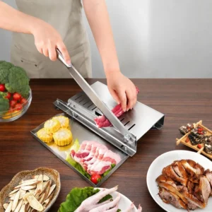 Bàn Thái Thịt Inox Dài 33,5 cm Dạng Dao Đòn Bẩy, Chỉnh Độ Dày Lát Cắt