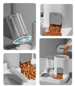Bát Ăn Kèm Bình Nước Tự Chảy Cho Chó Mèo 2 Trong 1, Bình 1100 ml, 28 × 28 × 23 cm