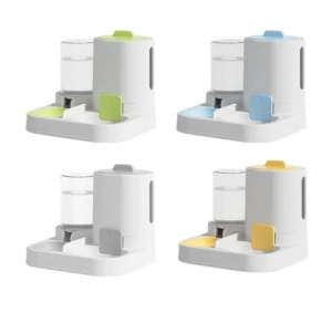 Bát Ăn Kèm Bình Nước Tự Chảy Cho Chó Mèo 2 Trong 1, Bình 1100 ml, 28 × 28 × 23 cm
