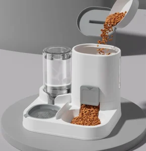 Bát Ăn Kèm Bình Nước Tự Chảy Cho Chó Mèo 2 Trong 1, Bình 1100 ml, 28 × 28 × 23 cm