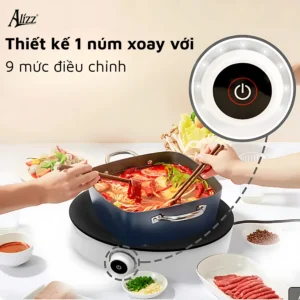 Bếp Từ Đơn Tròn ALIZZ AL-14040 Mặt Kính Cường Lực, Núm Xoay 9 Mức