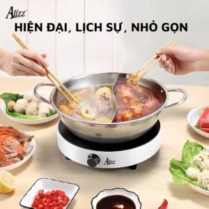 Bếp Từ Đơn Tròn ALIZZ AL-14040 Mặt Kính Cường Lực, Núm Xoay 9 Mức